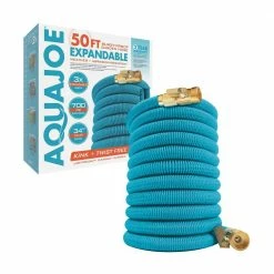 AQUA JOE 5/8 in. Dia. x 50 ft. No-Kink Expandable Garden Hose with Heavy-Duty Brass Valve and Flow Control -Cheap Garden Center Store aqua joe garden hoses ajegh50 fa 1000