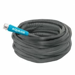 AQUA JOE 5/8 in. Dia x 100 ft. Ultra Flexible Kink Free Fiberjacket Garden Hose, Metal Fittings -Cheap Garden Center Store aqua joe garden hoses ajfjh100 58 pro 31 1000