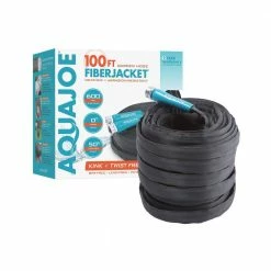 AQUA JOE 5/8 in. Dia x 100 ft. Ultra Flexible Kink Free Fiberjacket Garden Hose, Metal Fittings -Cheap Garden Center Store aqua joe garden hoses ajfjh100 58 pro 44 1000