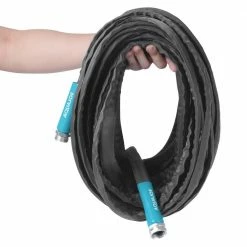 AQUA JOE 5/8 in. Dia x 100 ft. Ultra Flexible Kink Free Fiberjacket Garden Hose, Metal Fittings -Cheap Garden Center Store aqua joe garden hoses ajfjh100 58 pro 4f 1000