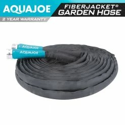 AQUA JOE 1/2 in. Dia x 50 ft. Flexible Kink-Free Fiberjacket Garden Hose, Metal Fittings