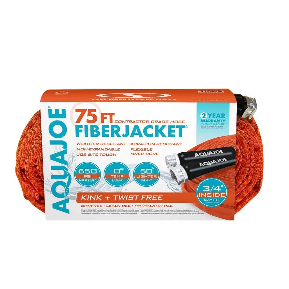 AQUA JOE 3/4 in. Dia x 75 ft. FiberJacket Contractor Grade Hose 14 AQUA JOE 3/4 in. Dia x 75 ft. FiberJacket Contractor Grade Hose - Image 12