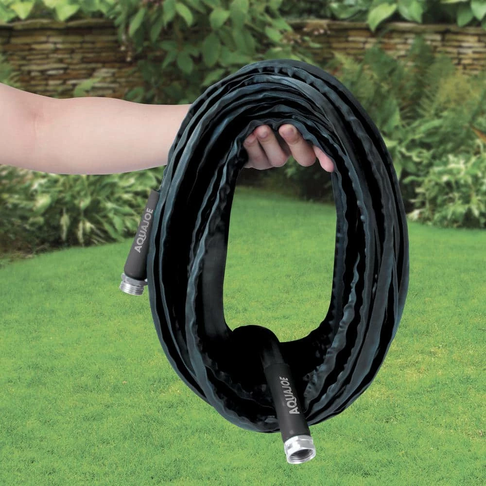 AQUA JOE 3/4 in. Dia x 75 ft. Fiber Jacket Contractor Grade Hose - Black 9 AQUA JOE 3/4 in. Dia x 75 ft. Fiber Jacket Contractor Grade Hose - Black - Image 7
