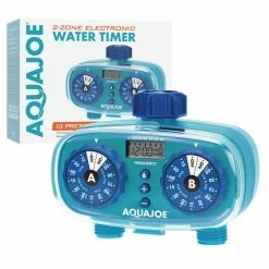 AQUA JOE 2-Zone Customizable Electronic Water Timer -Cheap Garden Center Store aqua joe hose timers aj et2z 44 1000