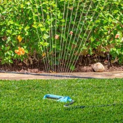 AQUA JOE 4973 sq. ft. Indestructible Metal Base Oscillating Sprinkler -Cheap Garden Center Store aqua joe oscillating sprinklers aj oms20 brs 1d 1000