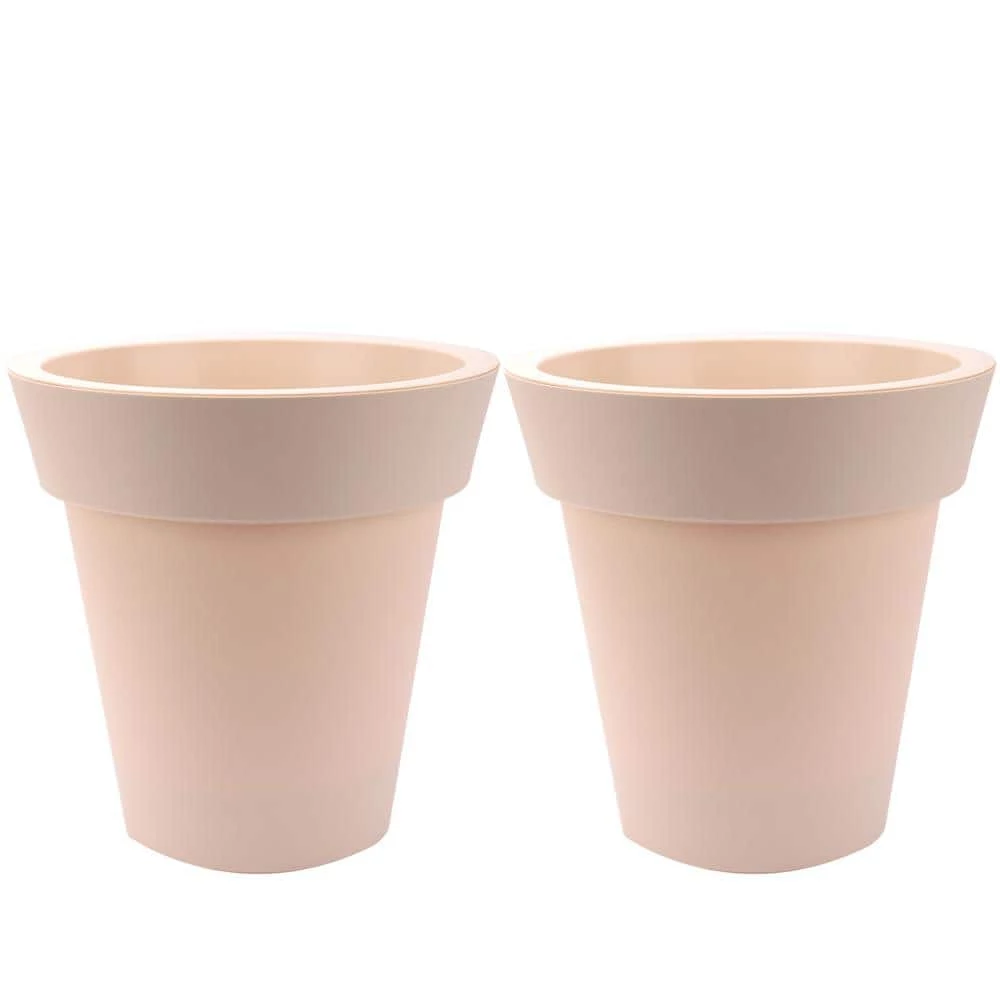Worth Garden 12 in. Dia x 12 in. H Beige Self-Watering Plastic Round Planter Pots with Liners (2-Pack) 3 Worth Garden 12 in. Dia x 12 in. H Beige Self-Watering Plastic Round Planter Pots with Liners (2-Pack)