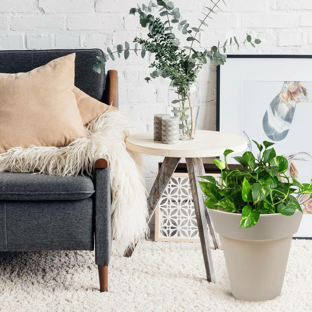 Worth Garden 12 in. Dia x 12 in. H Beige Self-Watering Plastic Round Planter Pots with Liners (2-Pack) 8 Worth Garden 12 in. Dia x 12 in. H Beige Self-Watering Plastic Round Planter Pots with Liners (2-Pack) - Image 6