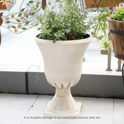 Worth Garden 15 in. (Dia) x 22 in. (H) Beige Plastic Urn Planter (2-Pack) -Cheap Garden Center Store beige worth garden urn planters g803a00 1f 1000