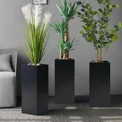 Worth Garden 30 in. Tall Cubical Black Steel Planter -Cheap Garden Center Store black matte worth garden plant pots g875a01 44 1000