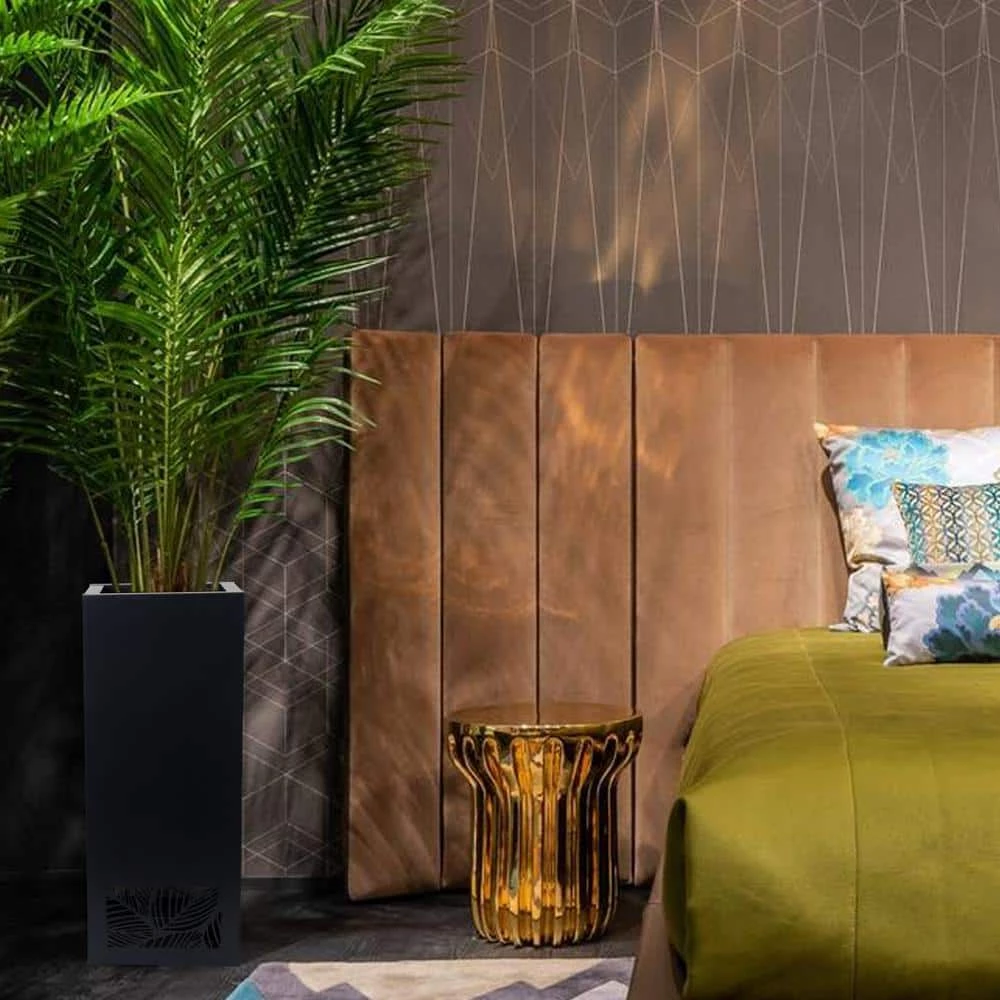 Worth Garden 30 in. Tall Black Steel Planter with Cut Out Leaves Pattern 6 Worth Garden 30 in. Tall Black Steel Planter with Cut Out Leaves Pattern - Image 4