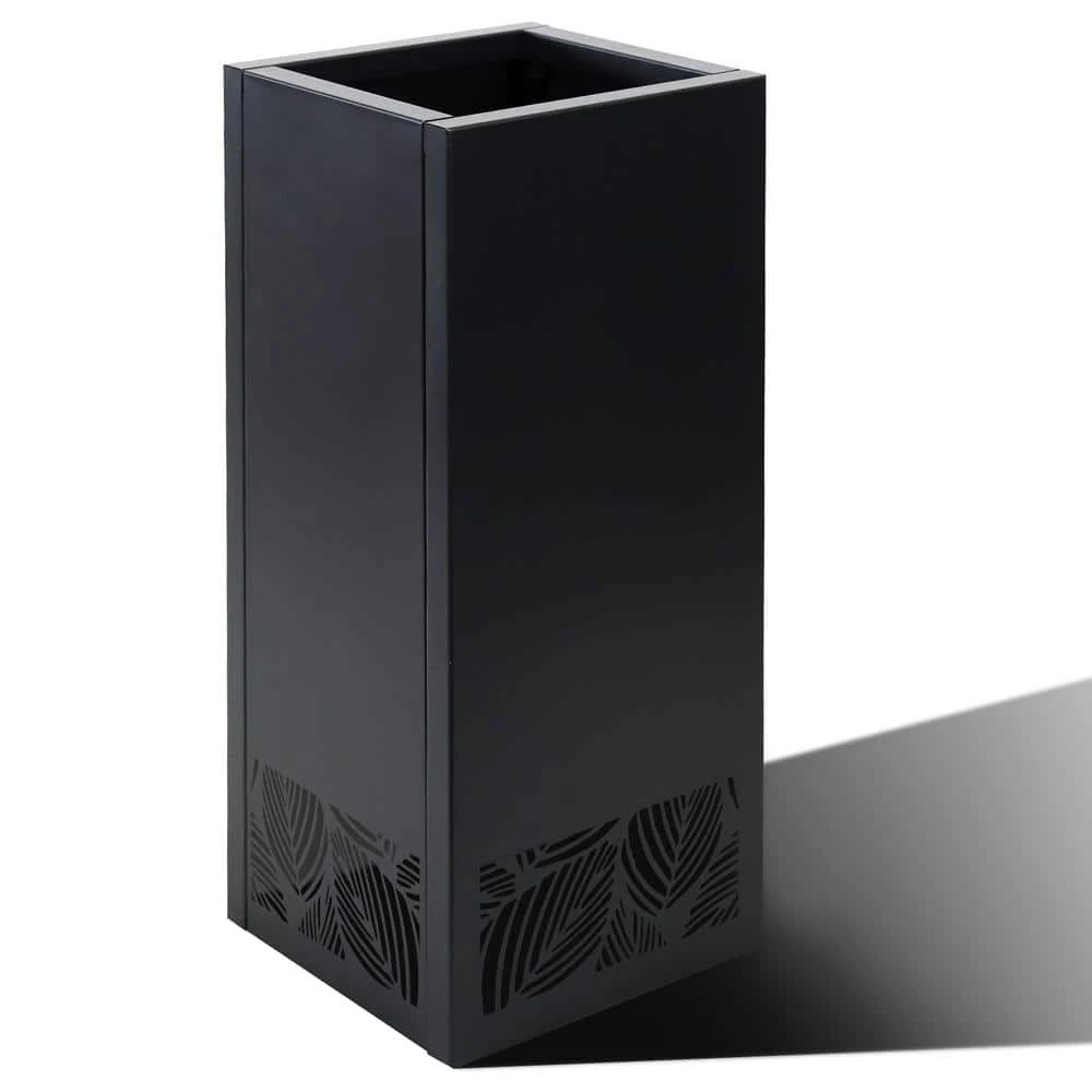 Worth Garden 30 in. Tall Black Steel Planter with Cut Out Leaves Pattern 3 Worth Garden 30 in. Tall Black Steel Planter with Cut Out Leaves Pattern