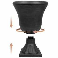 Worth Garden 15 in. (Dia) x 22 in. (H) Black Plastic Urn Planter (2-Pack) -Cheap Garden Center Store black worth garden urn planters g803a04 1f 1000