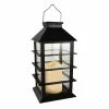 LUMABASE Horizontal Black Solar Powered Lantern with LED Candle -Cheap Garden Center Store blacks lumabase citronella candles torches 62301 64 1000