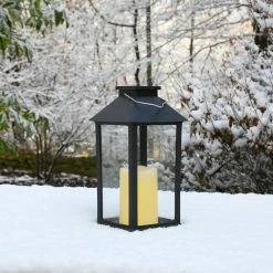 LUMABASE Traditional Black Solar Powered Lantern with LED Candle 11 LUMABASE Traditional Black Solar Powered Lantern with LED Candle -Cheap Garden Center Store blacks lumabase citronella candles torches 62401 44 1000