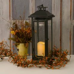 LUMABASE 6 in. x 17 in. Black Traditional Metal Lantern with LED Candle -Cheap Garden Center Store blacks lumabase citronella candles torches 90401 44 1000