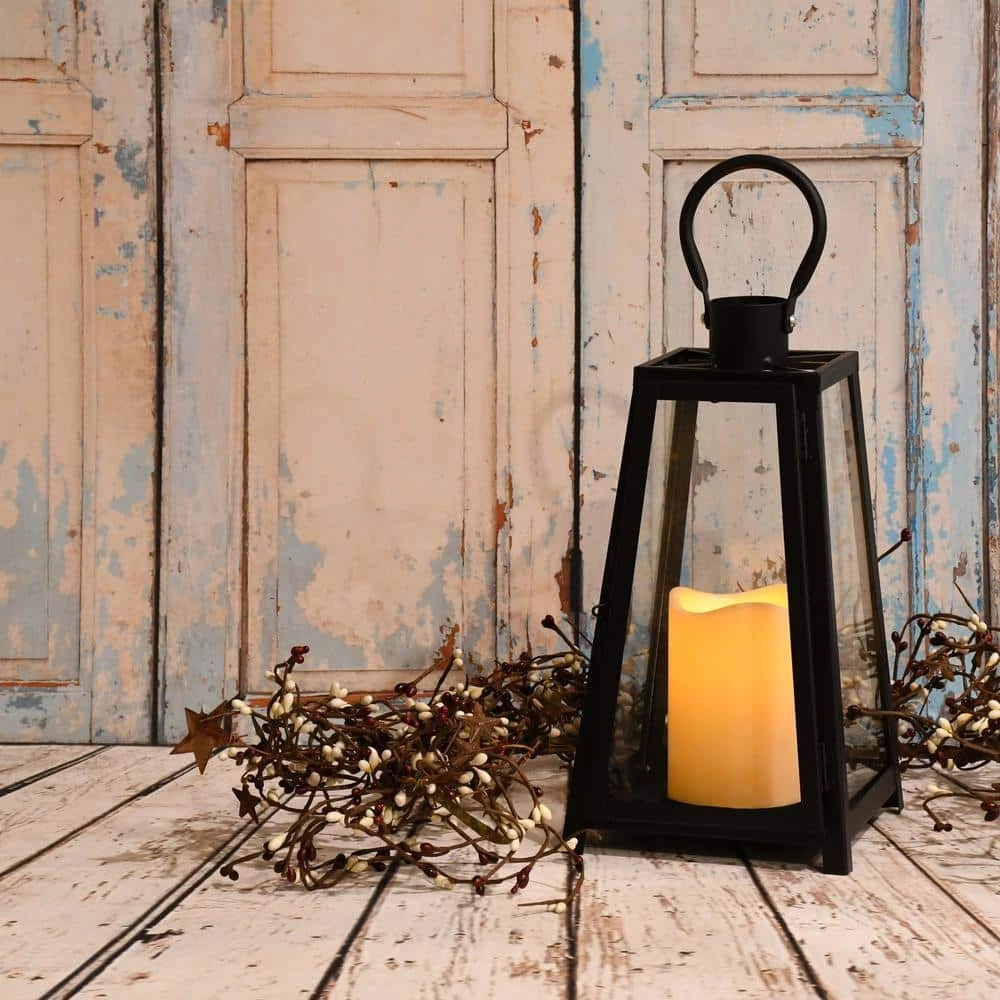 LUMABASE 11 in. Tapered Metal Lantern with LED Candle 5 LUMABASE 11 in. Tapered Metal Lantern with LED Candle - Image 3