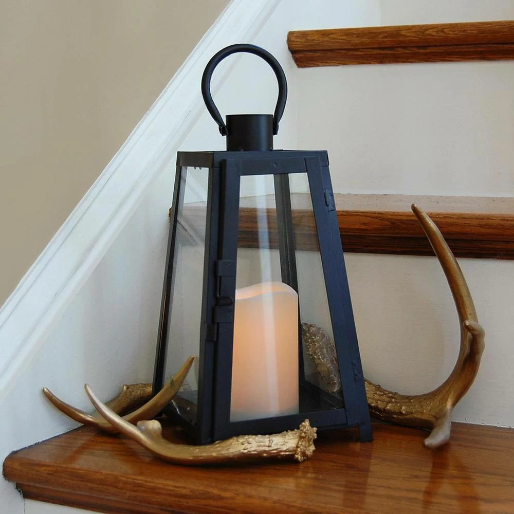 LUMABASE 11 in. Tapered Metal Lantern with LED Candle 11 LUMABASE 11 in. Tapered Metal Lantern with LED Candle - Image 9