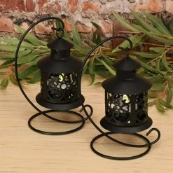LUMABASE 7 in. Hanging Metal Lantern (2-Count) -Cheap Garden Center Store blacks lumabase citronella candles torches 91002 1f 1000