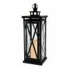 LUMABASE Metal Lantern - Warm Black Criss Cross with Battery Operated LED Candle -Cheap Garden Center Store blacks lumabase citronella candles torches 91201 64 1000