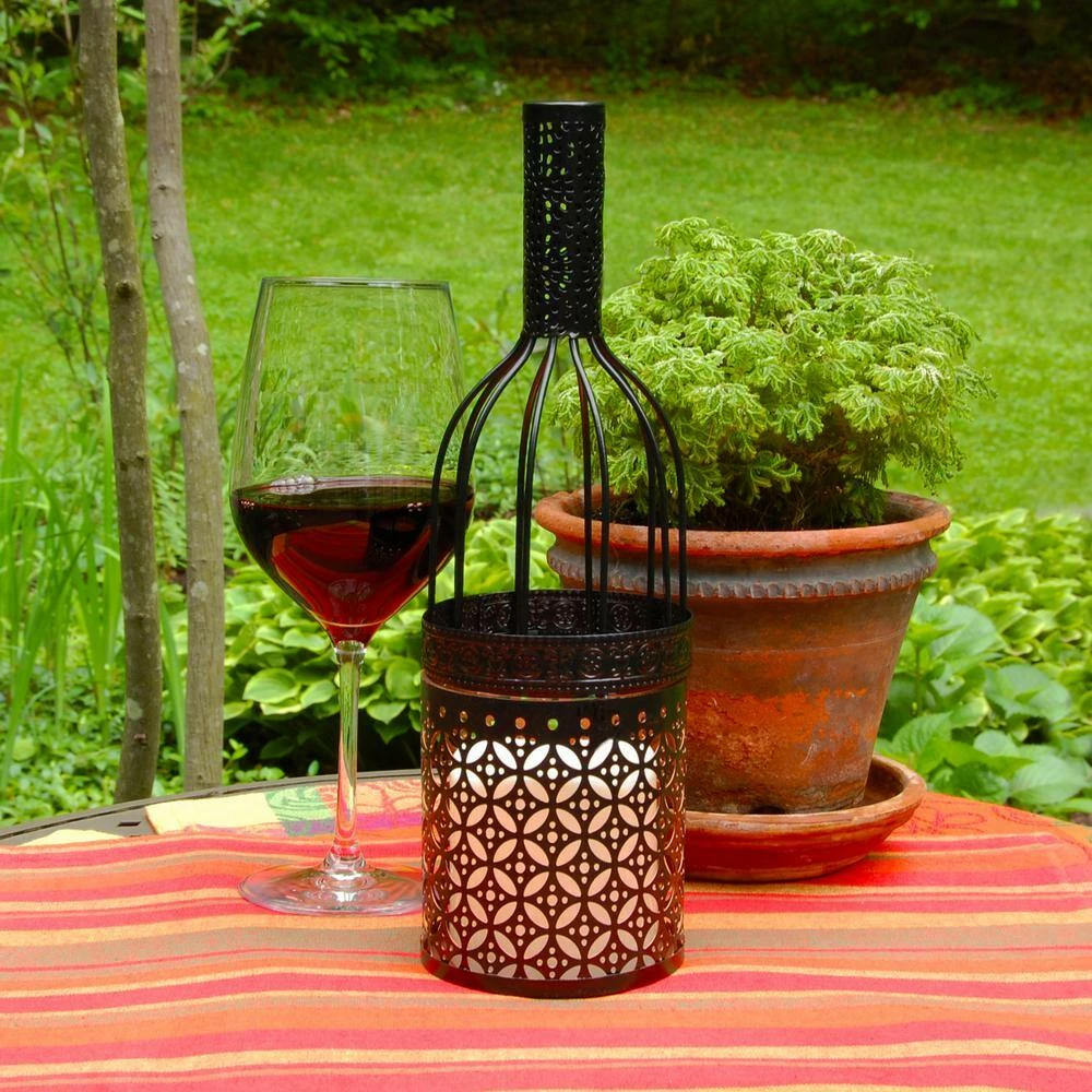 LUMABASE Metal Lantern - Black Wine Bottle with Battery Operated Candle 8 LUMABASE Metal Lantern - Black Wine Bottle with Battery Operated Candle - Image 6