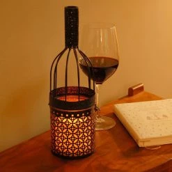 LUMABASE Metal Lantern - Black Wine Bottle with Battery Operated Candle 11 LUMABASE Metal Lantern - Black Wine Bottle with Battery Operated Candle -Cheap Garden Center Store blacks lumabase citronella candles torches 91801 4f 1000