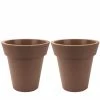 Worth Garden 12 in. Dia x 12 in. H Brown Self-Watering Plastic Round Planter Pots with Liners (2-Pack) -Cheap Garden Center Store brown smooth worth garden plant pots g728a05 64 1000