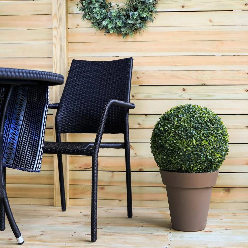 Worth Garden 12 in. Dia x 12 in. H Brown Self-Watering Plastic Round Planter Pots with Liners (2-Pack) 4 Worth Garden 12 in. Dia x 12 in. H Brown Self-Watering Plastic Round Planter Pots with Liners (2-Pack) - Image 2