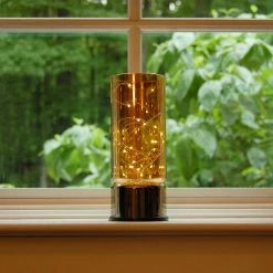 LUMABASE Amber Glass Lantern with Mini String Lights -Cheap Garden Center Store clear lumabase citronella candles torches 95701 31 1000