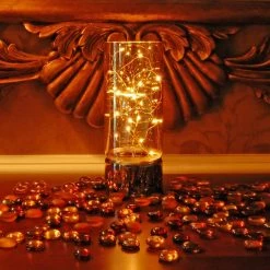 LUMABASE Amber Glass Lantern with Mini String Lights -Cheap Garden Center Store clear lumabase citronella candles torches 95701 44 1000