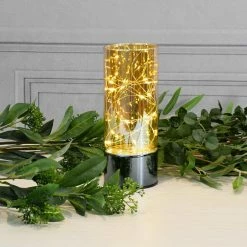 LUMABASE Amber Glass Lantern with Mini String Lights -Cheap Garden Center Store clear lumabase citronella candles torches 95701 4f 1000