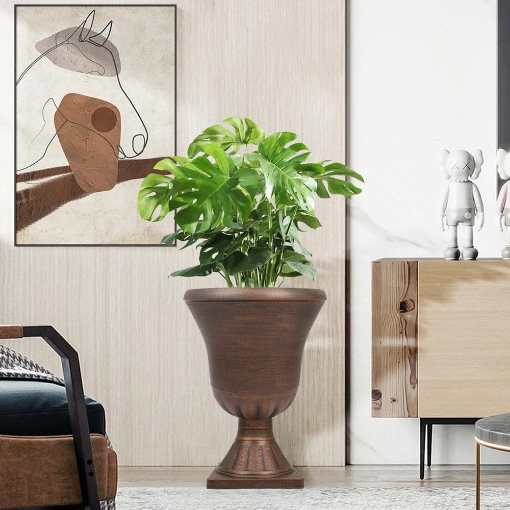 Worth Garden 15 in. (Dia) x 22 in. (H) Gold Color Plastic Urn Planter (2-Pack) 7 Worth Garden 15 in. (Dia) x 22 in. (H) Gold Color Plastic Urn Planter (2-Pack) - Image 5