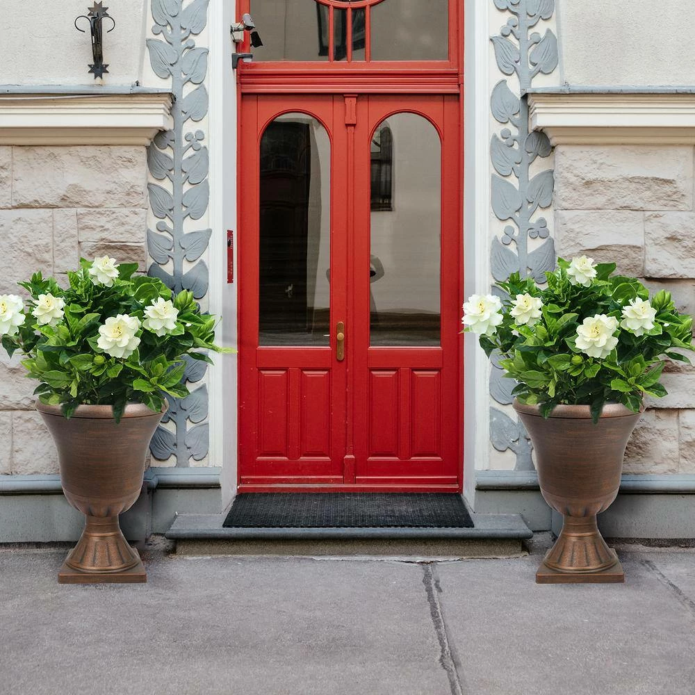 Worth Garden 15 in. (Dia) x 22 in. (H) Gold Color Plastic Urn Planter (2-Pack) 8 Worth Garden 15 in. (Dia) x 22 in. (H) Gold Color Plastic Urn Planter (2-Pack) - Image 6