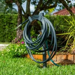 AQUA JOE 125 ft. Capacity Garden Hose Stand with Brass Faucet -Cheap Garden Center Store gray aqua joe hose reels sj shsbb gry 4f 1000