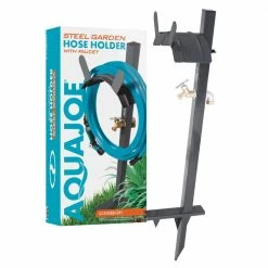 AQUA JOE 125 ft. Capacity Garden Hose Stand with Brass Faucet -Cheap Garden Center Store gray aqua joe hose reels sj shsbb gry fa 1000