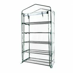 Worth Garden Extra-Wide 40 in. L x 19 in. W x 75 in. H 5-Tier Tall Green Metal Covered Portable Greenhouse