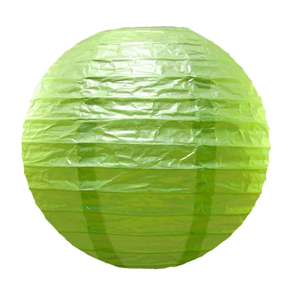 LUMABASE 10 in. Round Green Paper Lanterns (5-Count) 3 LUMABASE 10 in. Round Green Paper Lanterns (5-Count)