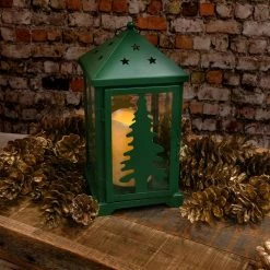 LUMABASE Green Battery Operated Metal Lantern -Cheap Garden Center Store greens lumabase citronella candles torches 91701 4f 1000