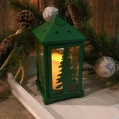 LUMABASE Green Battery Operated Metal Lantern -Cheap Garden Center Store greens lumabase citronella candles torches 91701 fa 1000