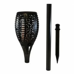 LUMABASE Solar Powered Flame Effect Black Torch