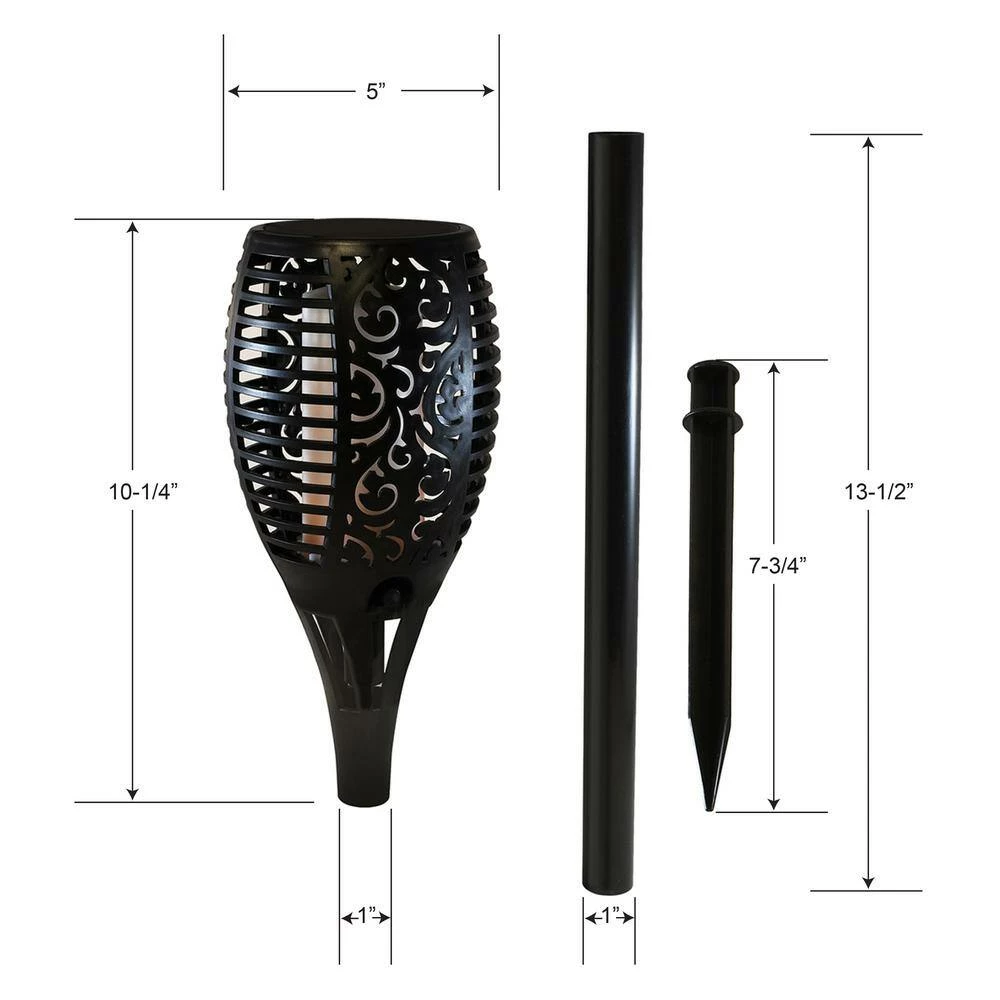 LUMABASE Solar Powered Flame Effect Black Torch 4 LUMABASE Solar Powered Flame Effect Black Torch - Image 2