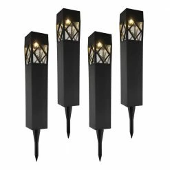 LUMABASE Solar Powered Garden Tabletop/Pathway Lights - Black Window (set of 4)