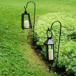 LUMABASE 30 in. Black Shepherd's Hook (2-Count) -Cheap Garden Center Store lumabase shepherd s hooks 91402 4f 1000