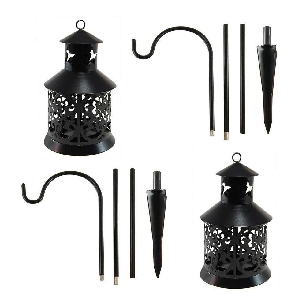 LUMABASE 30.25 in. Black Metal Shepherds Hook with Lantern (2-Count) 8 LUMABASE 30.25 in. Black Metal Shepherds Hook with Lantern (2-Count) - Image 6