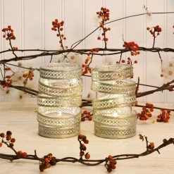 LUMABASE Antique Gold Battery Operated Decor Light with Fairy String Lights (Set of 2) -Cheap Garden Center Store metallics lumabase citronella candles torches 89102 4f 1000