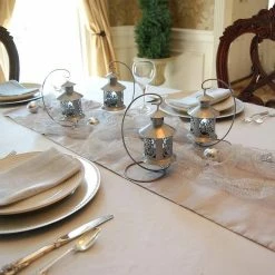 LUMABASE Lantern 5 in. x 9 in. Metal Lantern Silver Hanging Design (2-Count) -Cheap Garden Center Store metallics lumabase citronella candles torches 91102 40 1000