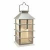 LUMABASE Solar 5.5 in. x 13.5 in. Silver Lantern -Cheap Garden Center Store metallics lumabase citronella candles torches 94101 64 1000