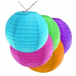 LUMABASE Battery Operated Multi Color String Light with 6 in. Nylon Lanterns (10-Count)