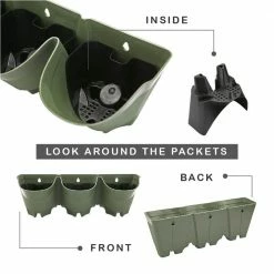 Worth Garden Olive Green Plastic 36-Pockets Self-Watering Vertical-Wall Garden Planters (12 Sets of 3) -Cheap Garden Center Store olive green glossy worth garden vertical garden planters g707a00 4f 1000