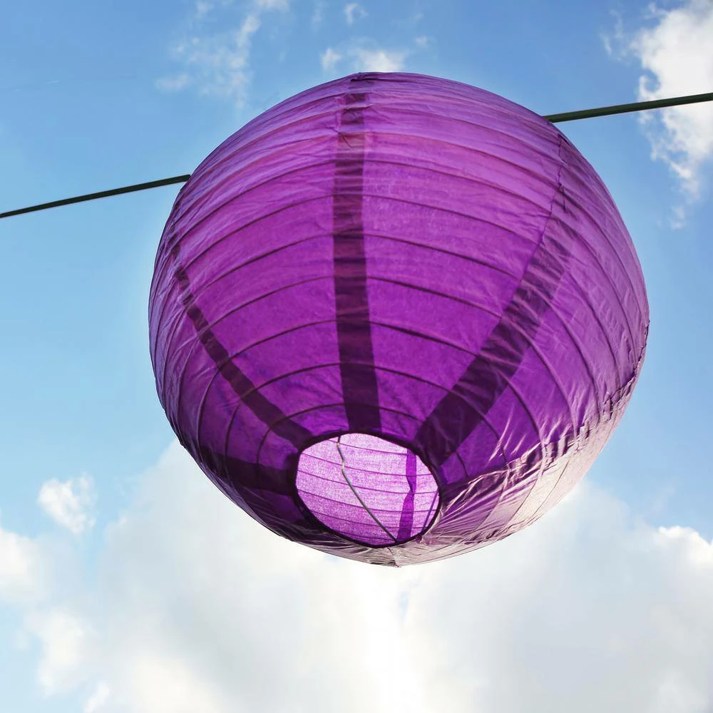 LUMABASE 10 in. Round Purple Paper Lanterns (5-Count) 6 LUMABASE 10 in. Round Purple Paper Lanterns (5-Count) - Image 4