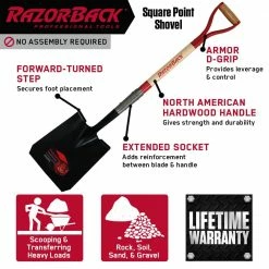 Razor-Back 23.5 in. Wood D-Handle Square Point Shovel -Cheap Garden Center Store razor back shovels 2594300 66 1000